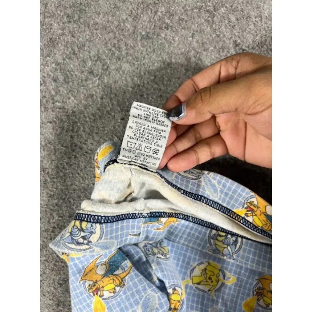 VTG 90s Pokemon Academy Pajama Set Boy Youth 10 Blue White Pikachu AOP Sleepwear